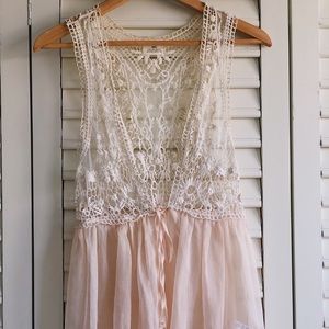 Urban Outfitters Sheer Crochet & Chiffon Blouse